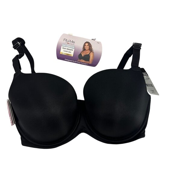 Fit For Me By Fruit Of The Loom 360 Stretch T-Shirt Bra With Underwire Black 38G - Picture 1 of 7